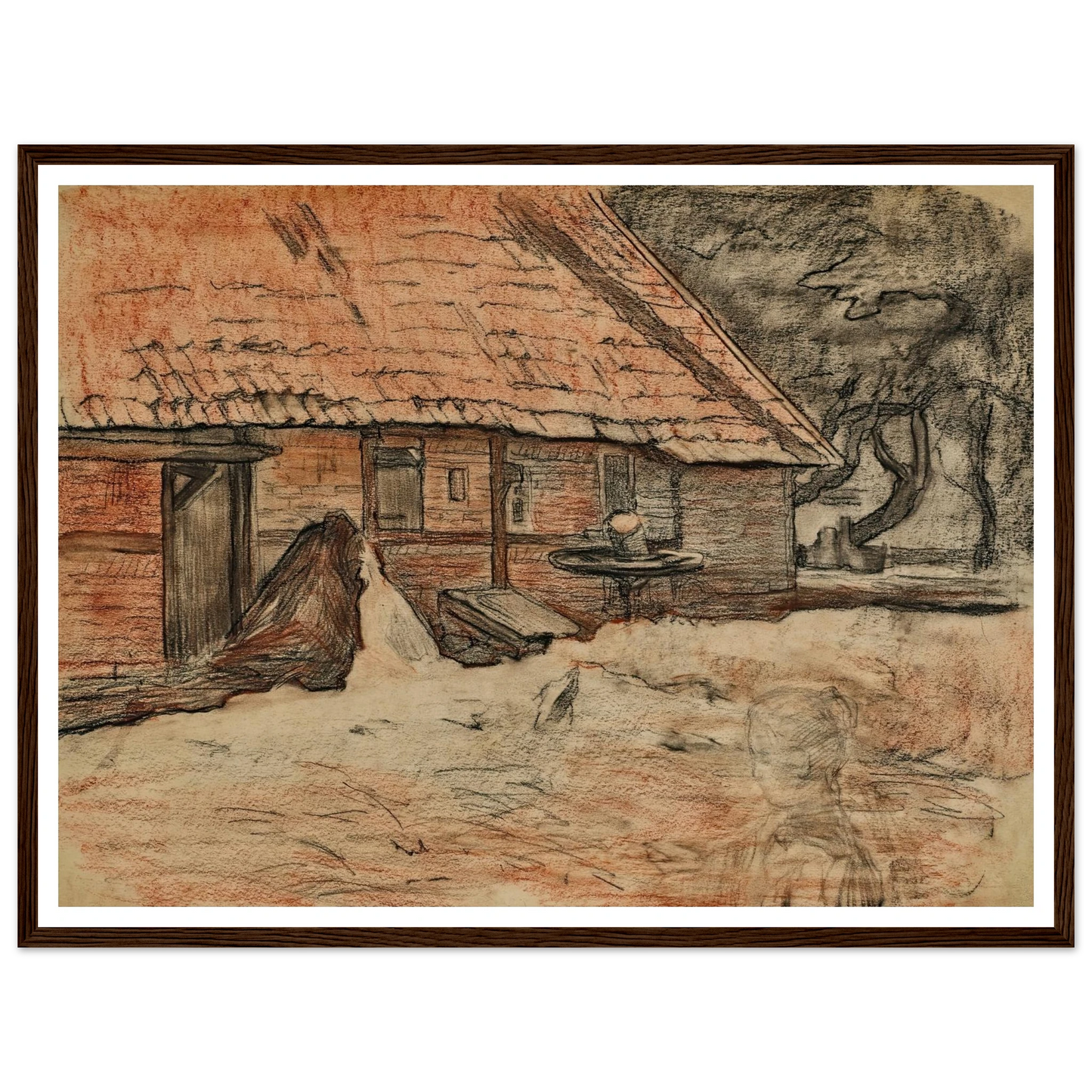 Zijaanzicht van een boerderij bij Winterswijk (circa 1898-1899) Art Print | Piet Mondrian - Framed Poster - 30x40 cm / 12x16″ - Black frame