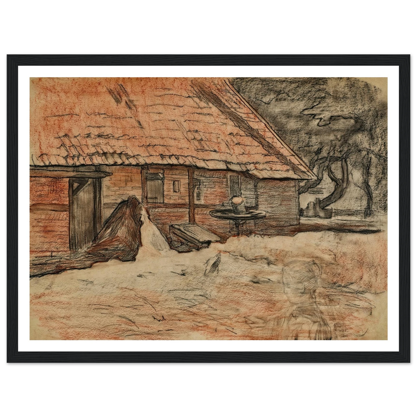 Zijaanzicht van een boerderij bij Winterswijk (circa 1898-1899) Art Print | Piet Mondrian - Framed Poster - 30x40 cm / 12x16″ - Black frame