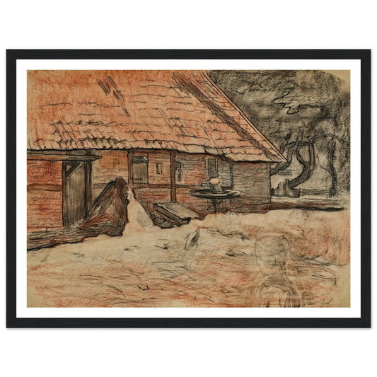 Zijaanzicht van een boerderij bij Winterswijk (circa 1898-1899) Art Print | Piet Mondrian - Framed Poster - 30x40 cm / 12x16″ - Black frame