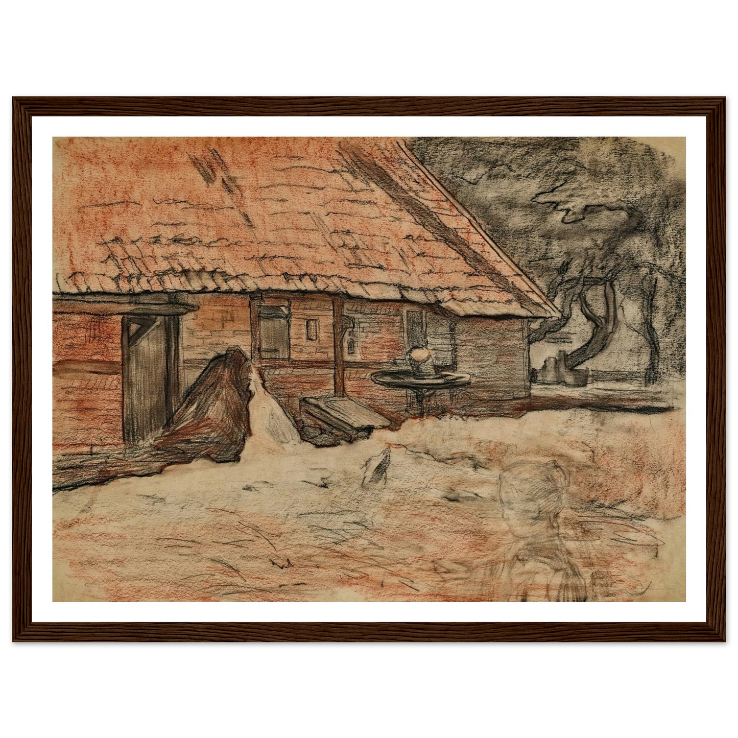 Zijaanzicht van een boerderij bij Winterswijk (circa 1898-1899) Art Print | Piet Mondrian - Framed Poster - 30x40 cm / 12x16″ - Black frame