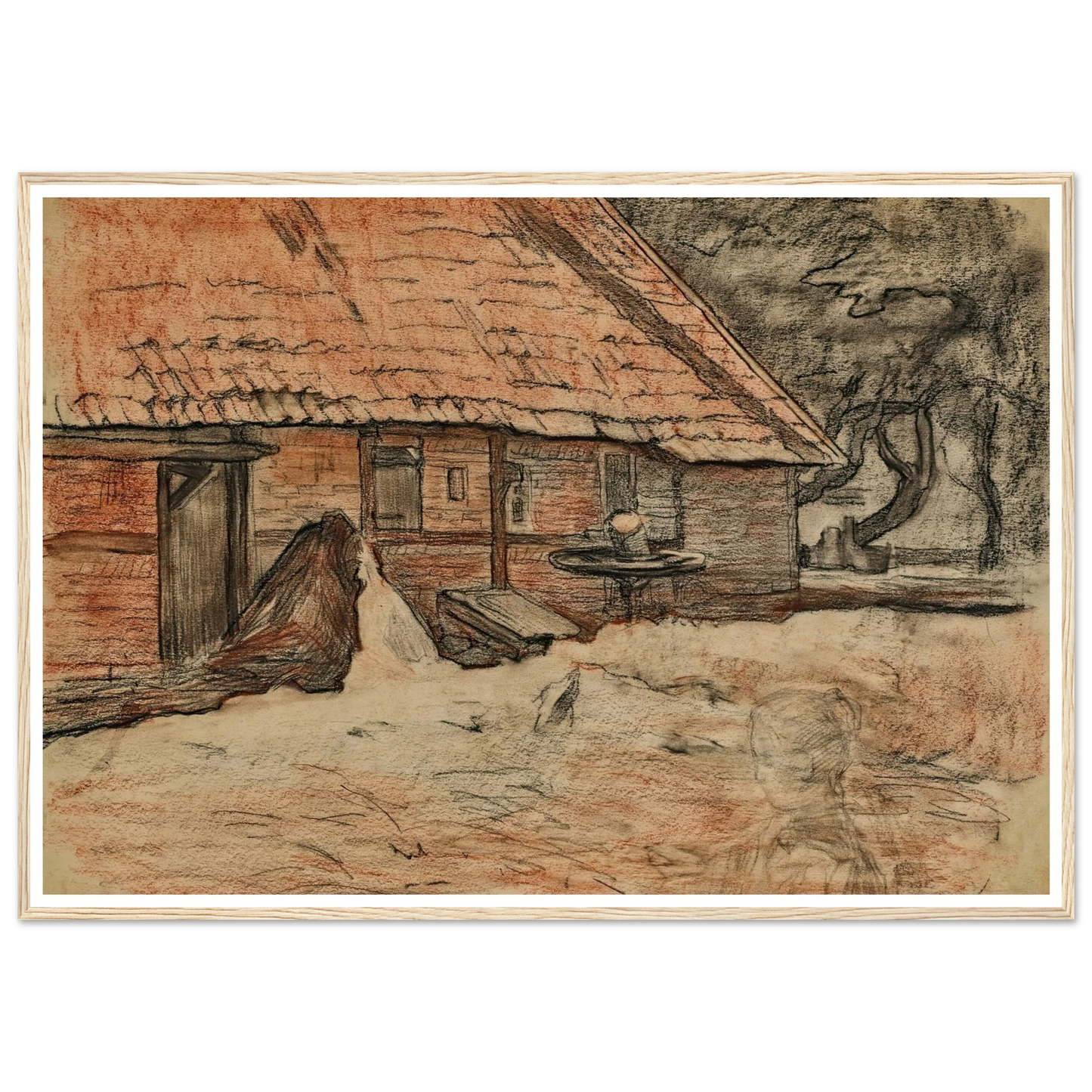 Zijaanzicht van een boerderij bij Winterswijk (circa 1898-1899) Art Print | Piet Mondrian - Framed Poster - 30x40 cm / 12x16″ - Black frame
