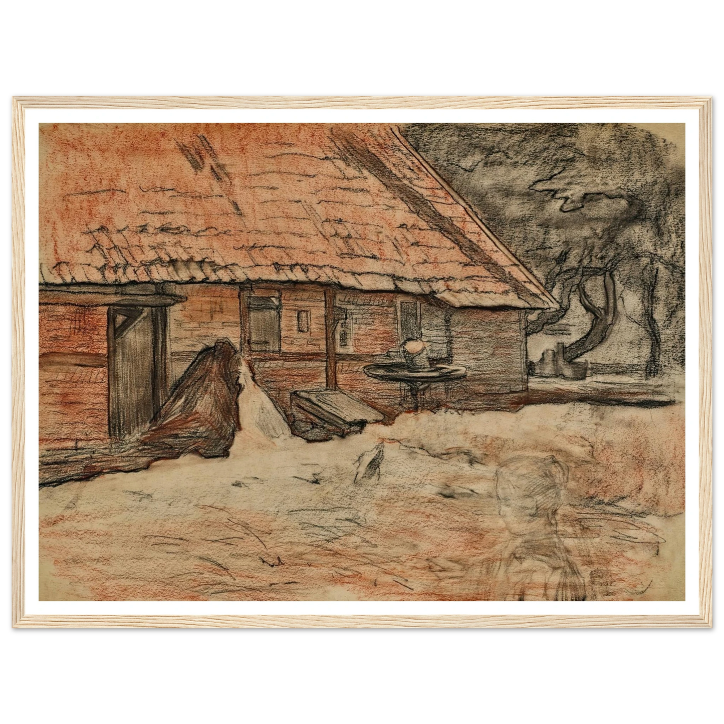 Zijaanzicht van een boerderij bij Winterswijk (circa 1898-1899) Art Print | Piet Mondrian - Framed Poster - 30x40 cm / 12x16″ - Black frame