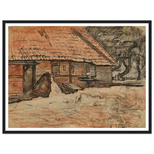 Zijaanzicht van een boerderij bij Winterswijk (circa 1898-1899) Art Print | Piet Mondrian - Framed Poster - 30x40 cm / 12x16″ - Black frame