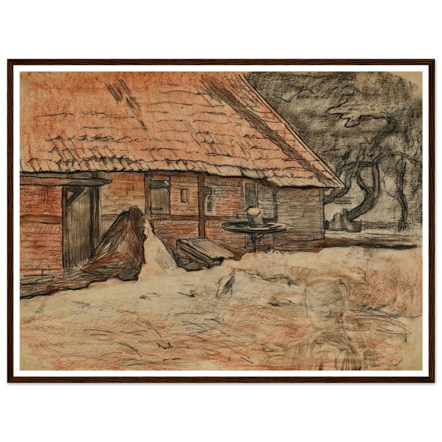 Zijaanzicht van een boerderij bij Winterswijk (circa 1898-1899) Art Print | Piet Mondrian - Framed Poster - 30x40 cm / 12x16″ - Black frame