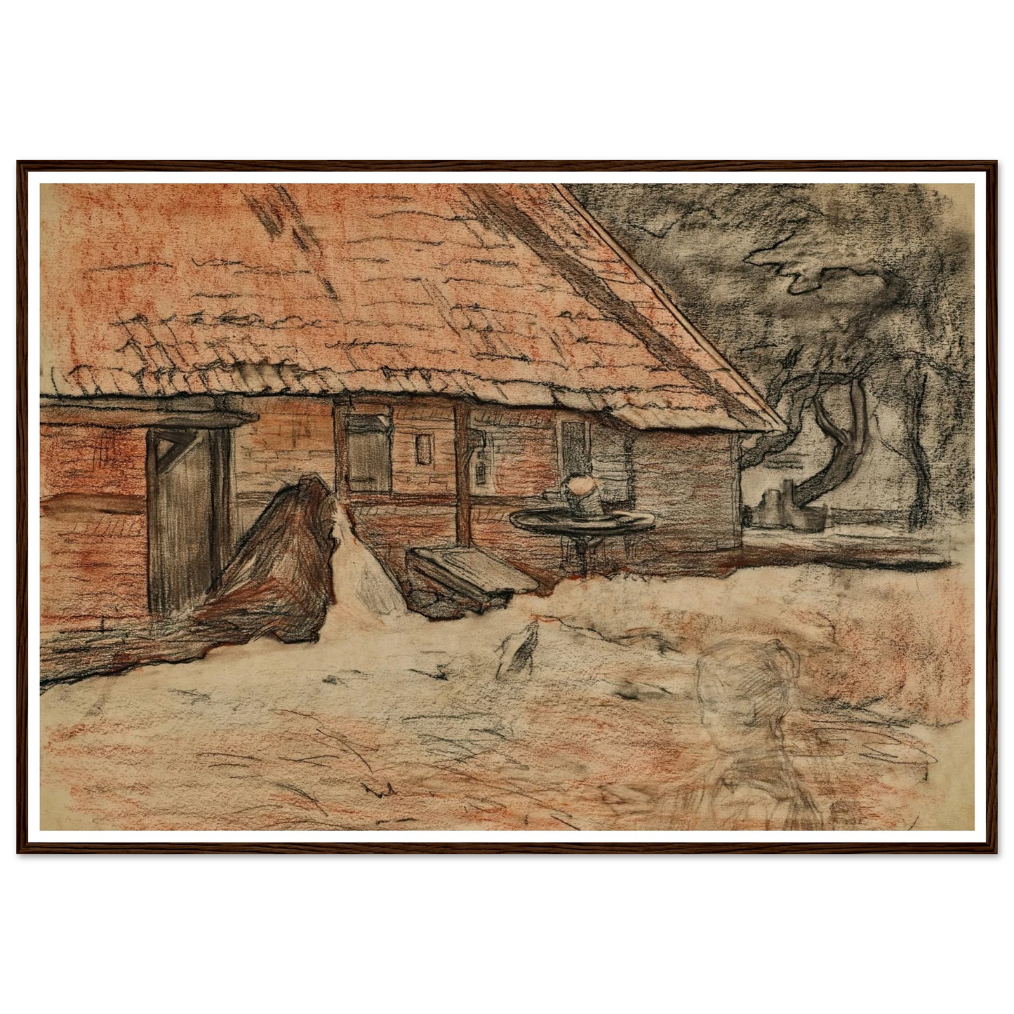 Zijaanzicht van een boerderij bij Winterswijk (circa 1898-1899) Art Print | Piet Mondrian - Framed Poster - 30x40 cm / 12x16″ - Black frame
