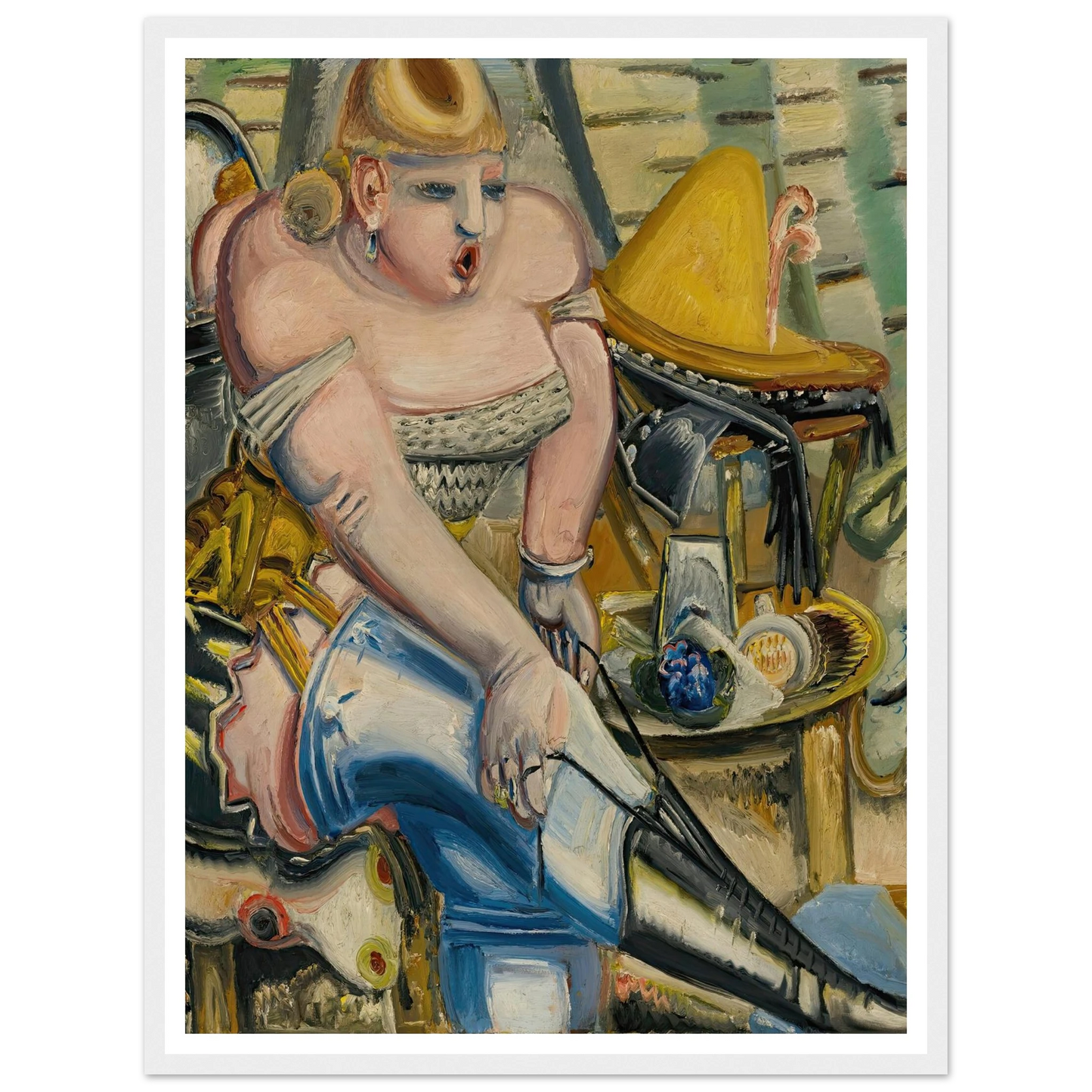 Zirkusdarstellerin, Sich Die Schuhe Bindend (Circus Performer Lacing Her Shoes) ( 1933) Art Print | Paul Kleinschmidt - Framed Poster - 30x40 cm / 12x16″ - Black frame