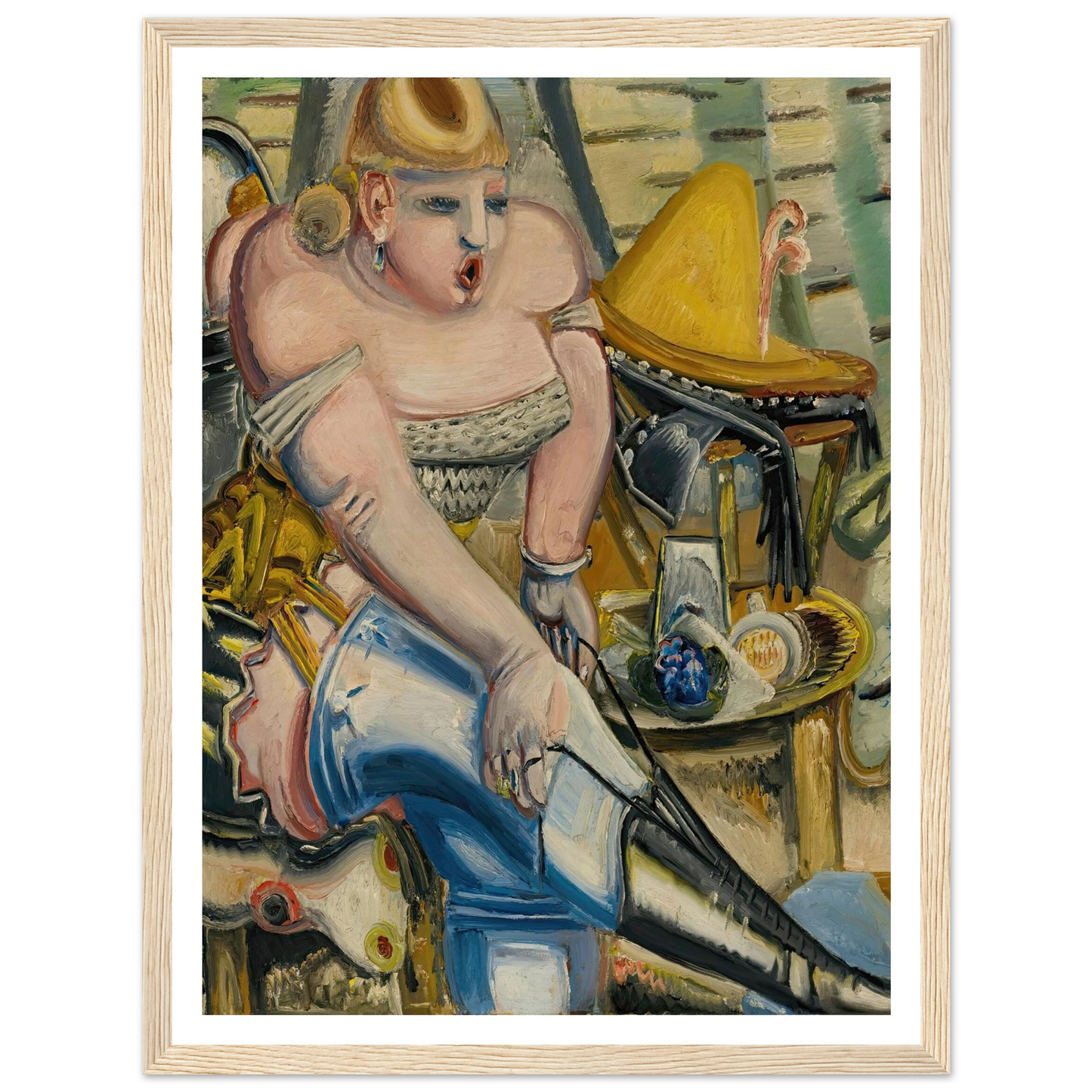 Zirkusdarstellerin, Sich Die Schuhe Bindend (Circus Performer Lacing Her Shoes) ( 1933) Art Print | Paul Kleinschmidt - Framed Poster - 30x40 cm / 12x16″ - Black frame