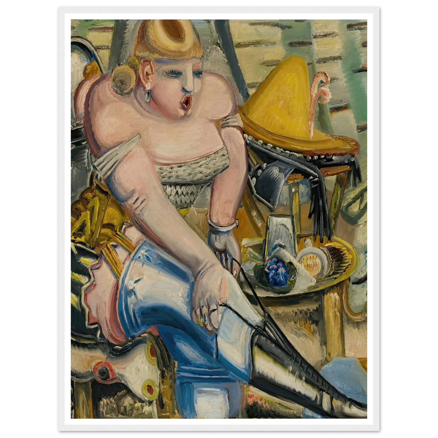 Zirkusdarstellerin, Sich Die Schuhe Bindend (Circus Performer Lacing Her Shoes) ( 1933) Art Print | Paul Kleinschmidt - Framed Poster - 30x40 cm / 12x16″ - Black frame