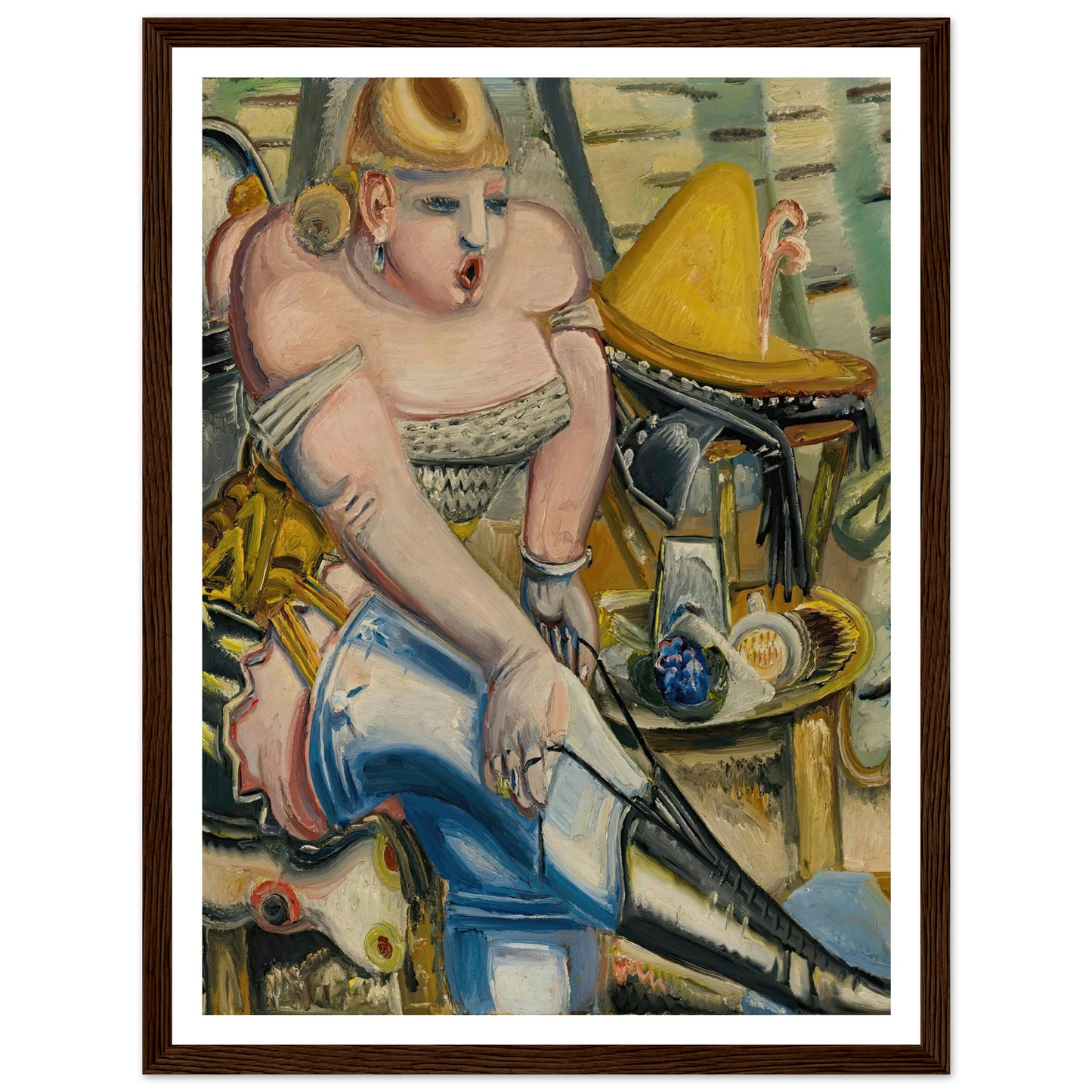 Zirkusdarstellerin, Sich Die Schuhe Bindend (Circus Performer Lacing Her Shoes) ( 1933) Art Print | Paul Kleinschmidt - Framed Poster - 30x40 cm / 12x16″ - Black frame