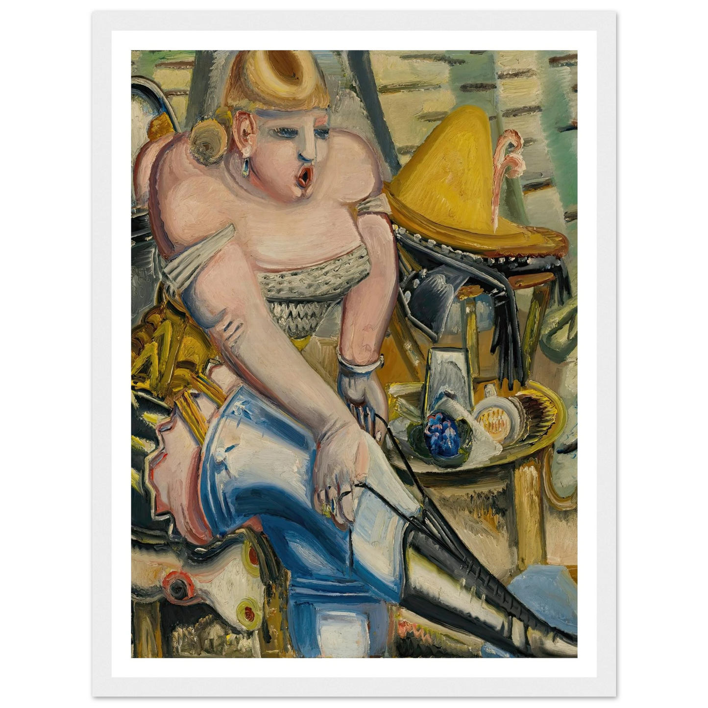 Zirkusdarstellerin, Sich Die Schuhe Bindend (Circus Performer Lacing Her Shoes) ( 1933) Art Print | Paul Kleinschmidt - Framed Poster - 30x40 cm / 12x16″ - Black frame