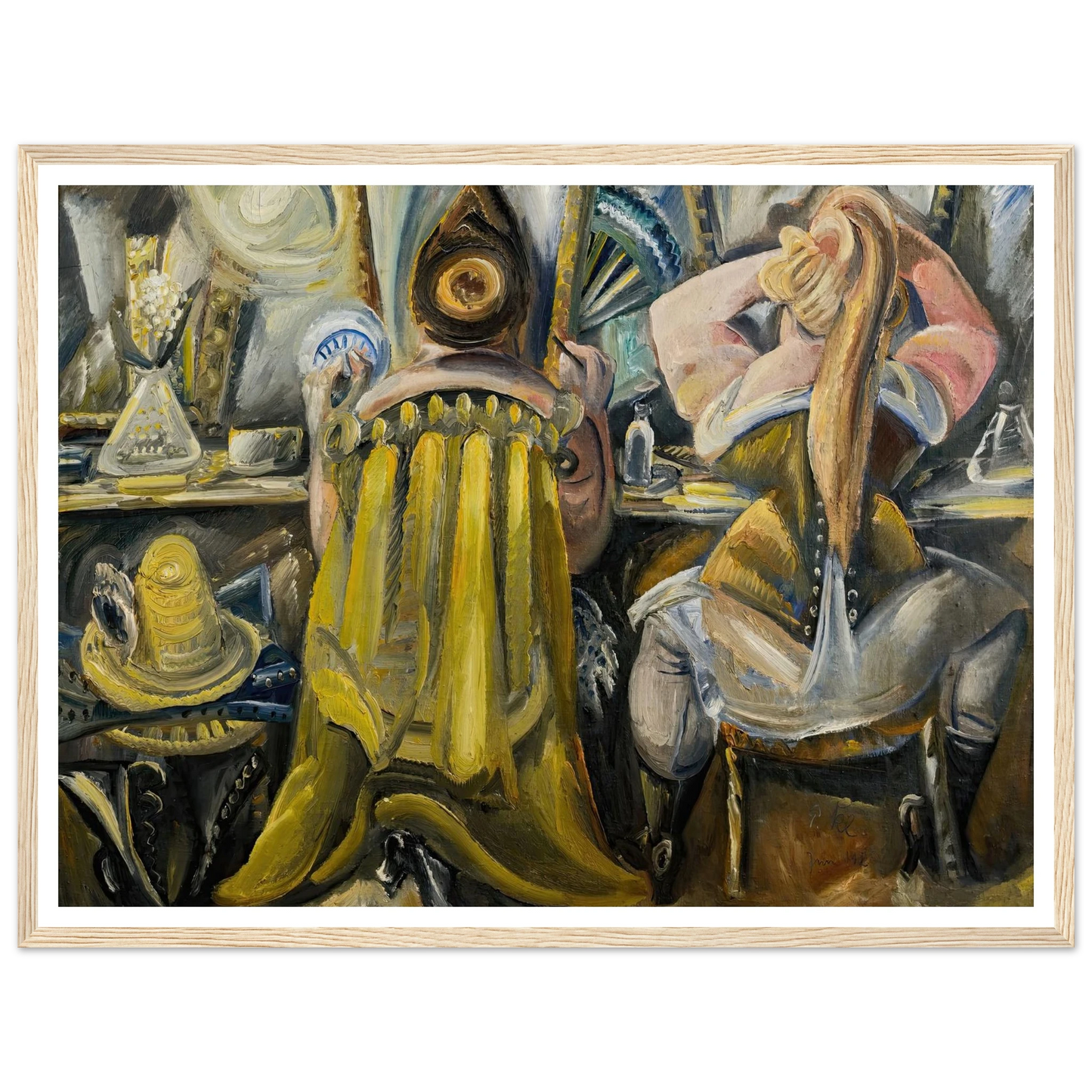 Zwei Frauen in der Garderobe (1925) Art Print | Paul Kleinschmidt - Framed Poster - 30x40 cm / 12x16″ - Black frame