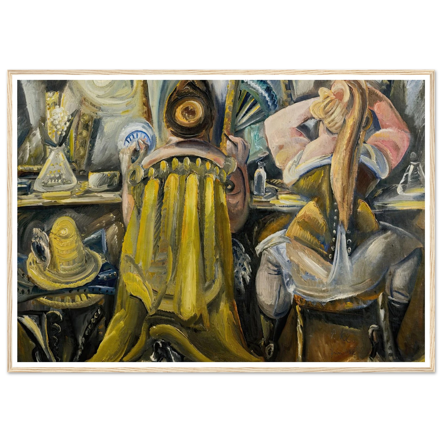 Zwei Frauen in der Garderobe (1925) Art Print | Paul Kleinschmidt - Framed Poster - 30x40 cm / 12x16″ - Black frame