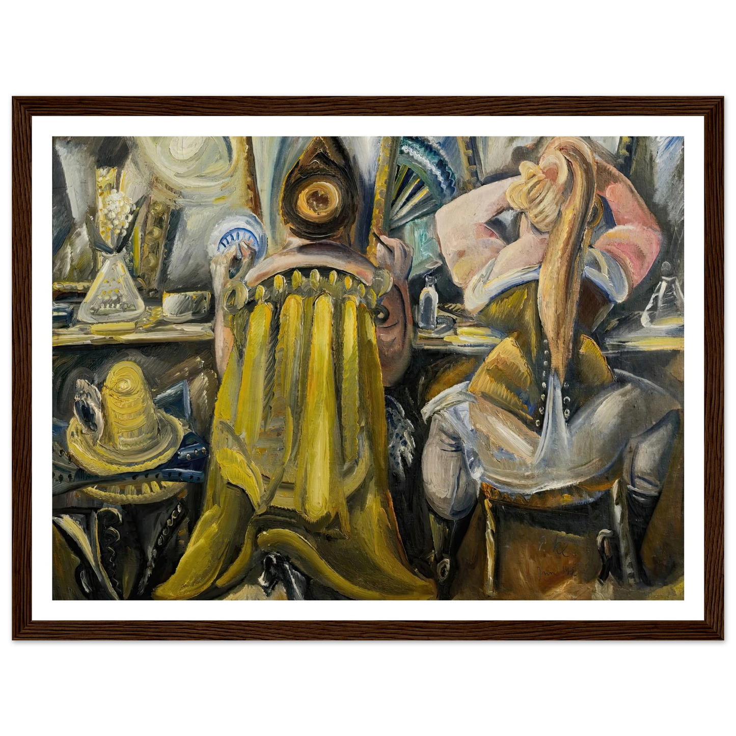 Zwei Frauen in der Garderobe (1925) Art Print | Paul Kleinschmidt - Framed Poster - 30x40 cm / 12x16″ - Black frame