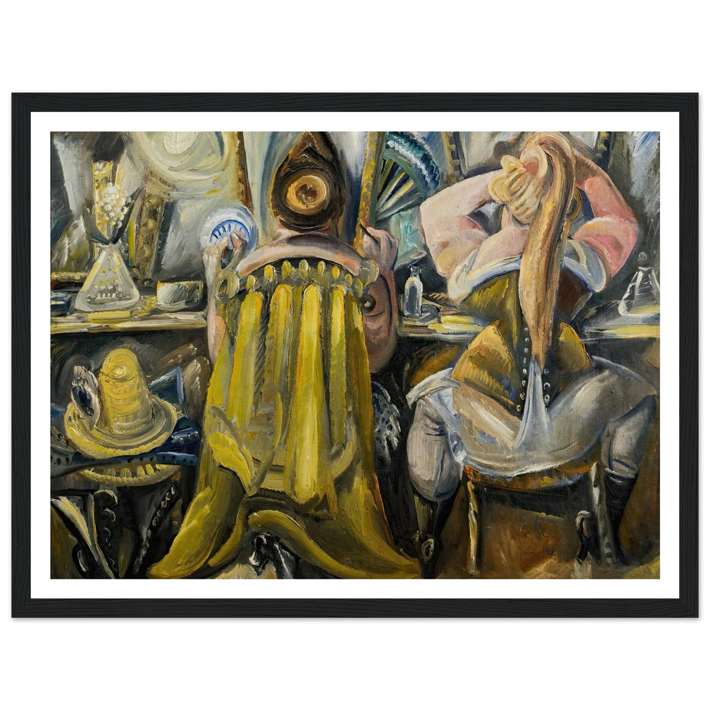 Zwei Frauen in der Garderobe (1925) Art Print | Paul Kleinschmidt - Framed Poster - 30x40 cm / 12x16″ - Black frame