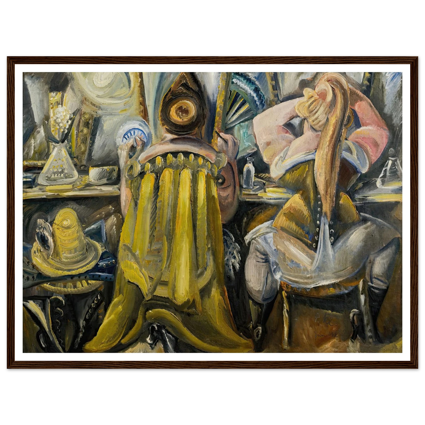 Zwei Frauen in der Garderobe (1925) Art Print | Paul Kleinschmidt - Framed Poster - 30x40 cm / 12x16″ - Black frame