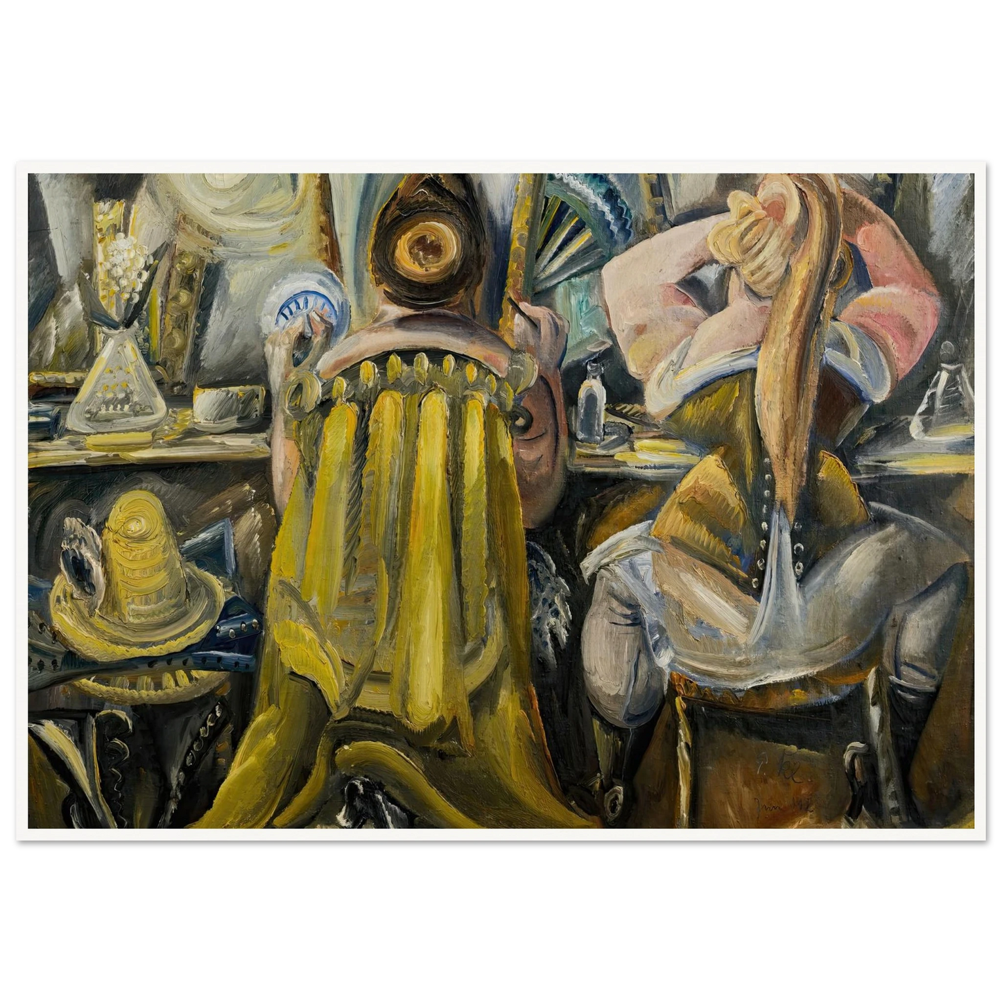 Zwei Frauen in der Garderobe (1925) Art Print | Paul Kleinschmidt - Framed Poster - 30x40 cm / 12x16″ - Black frame