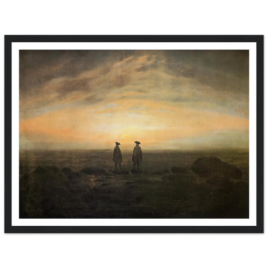 Zwei Manner am Meer bei Mondaufgang (1817) Art Print | Caspar David Friedrich - Framed Poster - 30x40 cm / 12x16″ - Black frame